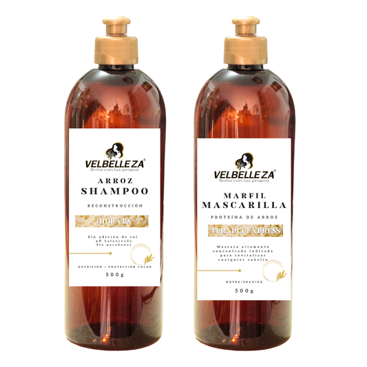 Shampoo y Tratamiento de Proteína de Arroz
